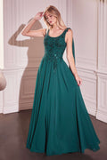 Ladivine CDS509 Dress Chiffon A-Line Gown & Long Cape Sleeves by DiscountDressShop