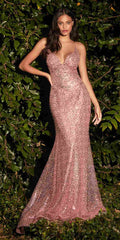 Cinderella Divine CH235 Long Fitted Formal Sequins Gown by DiscountDressShop