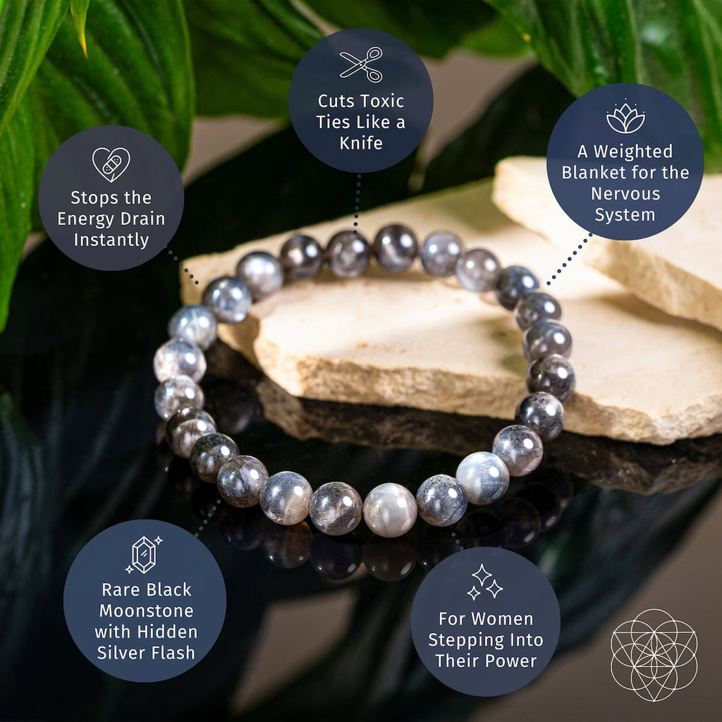 The Empath’s Cord Cutter – Black Moonstone Bracelet by Conscious Items