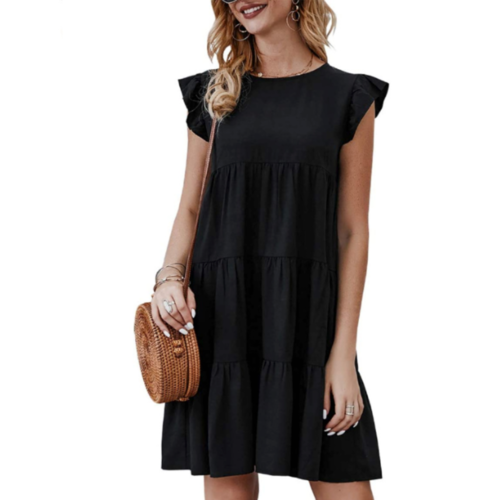 Womens Flowy Dress with Cap Sleeves by Yellow Pandora