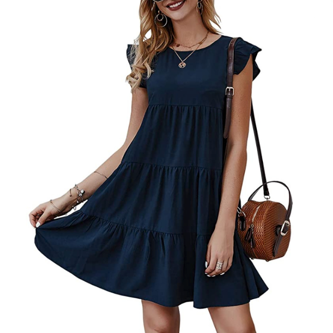 Womens Flowy Dress with Cap Sleeves by Yellow Pandora