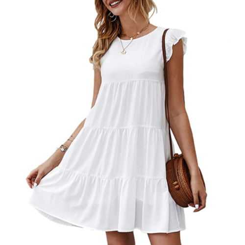 Womens Flowy Dress with Cap Sleeves by Yellow Pandora