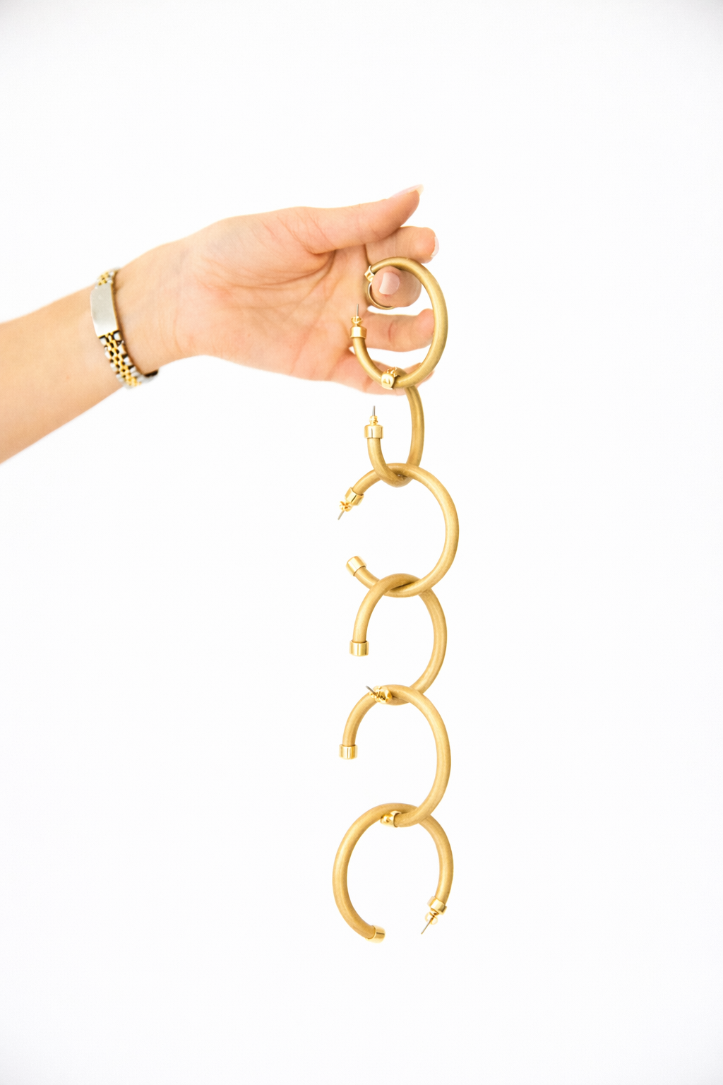 Brushed Gold Hoop Earrings by hoohoops
