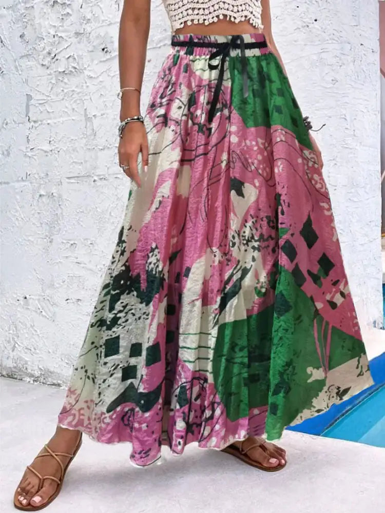 Women's Bohemian Print A-Line Skirt by Trendy Attic Store01