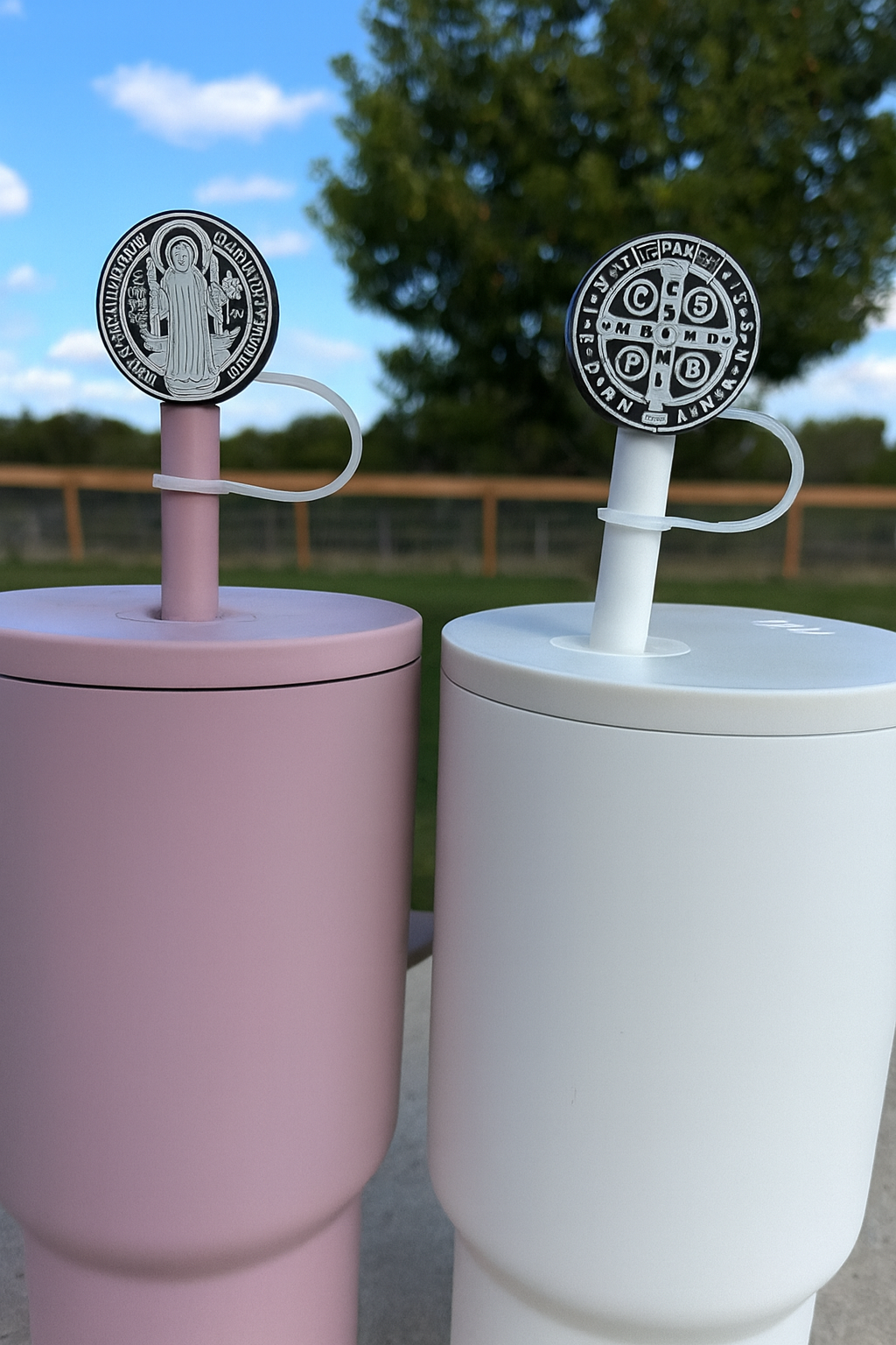 Catholic Straw Toppers: St. Benedict Medal (a 2 pack!) by Saintly Heart