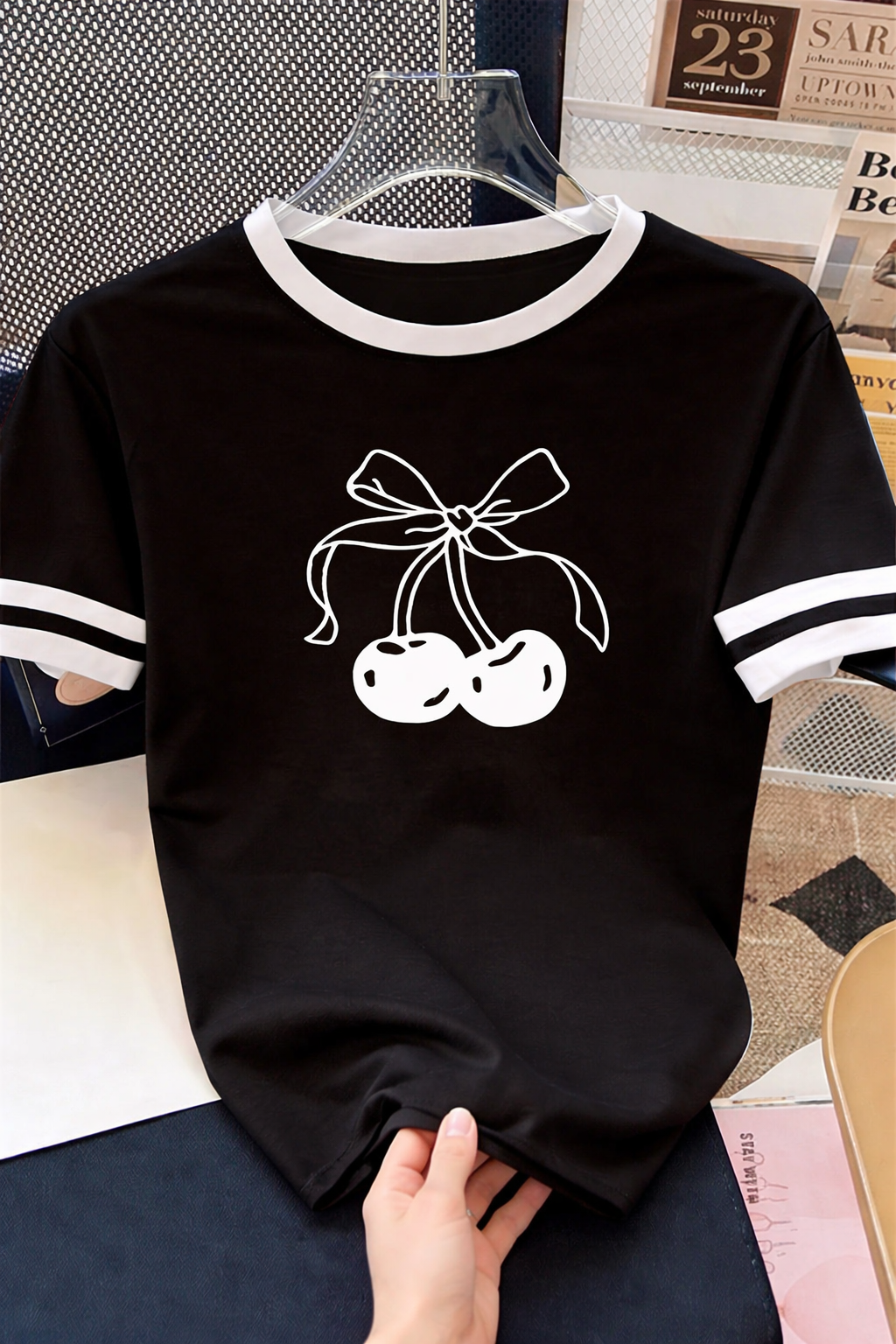 Cute Cherry Bow T-Shirt by Kore Kawaii