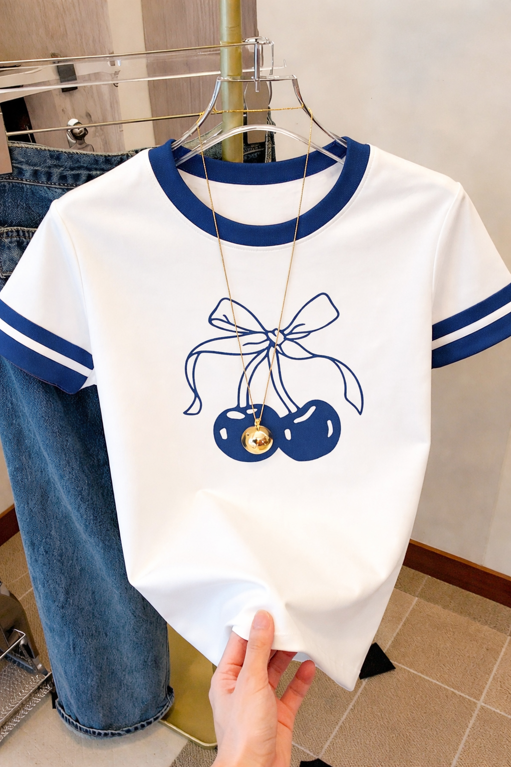 Cute Cherry Bow T-Shirt by Kore Kawaii