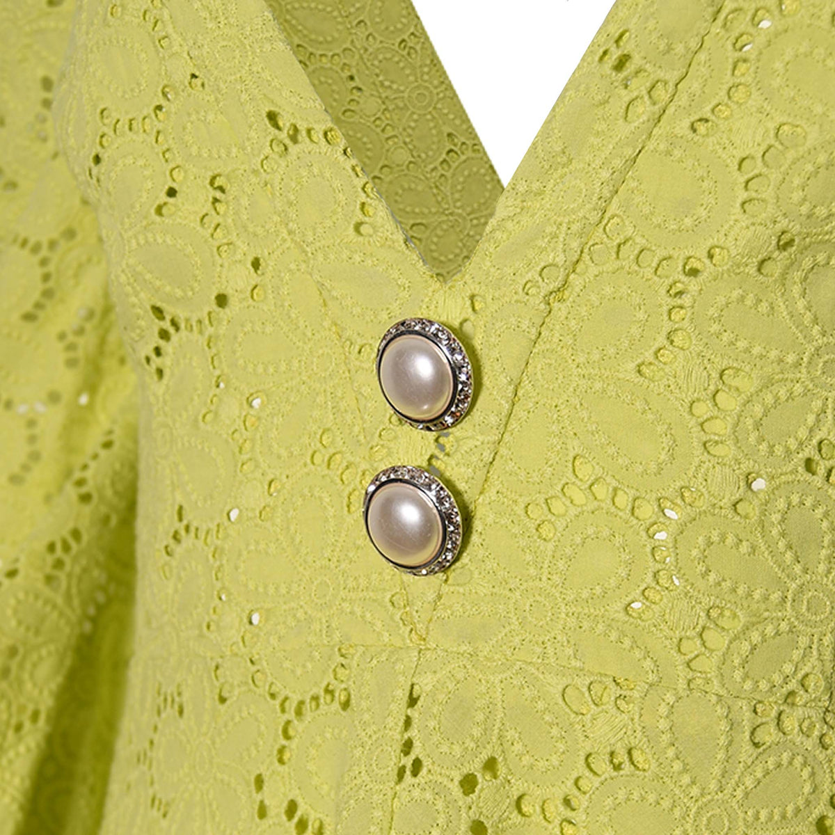 Verna Lime Green Eyelet Long Dress by ADIBA