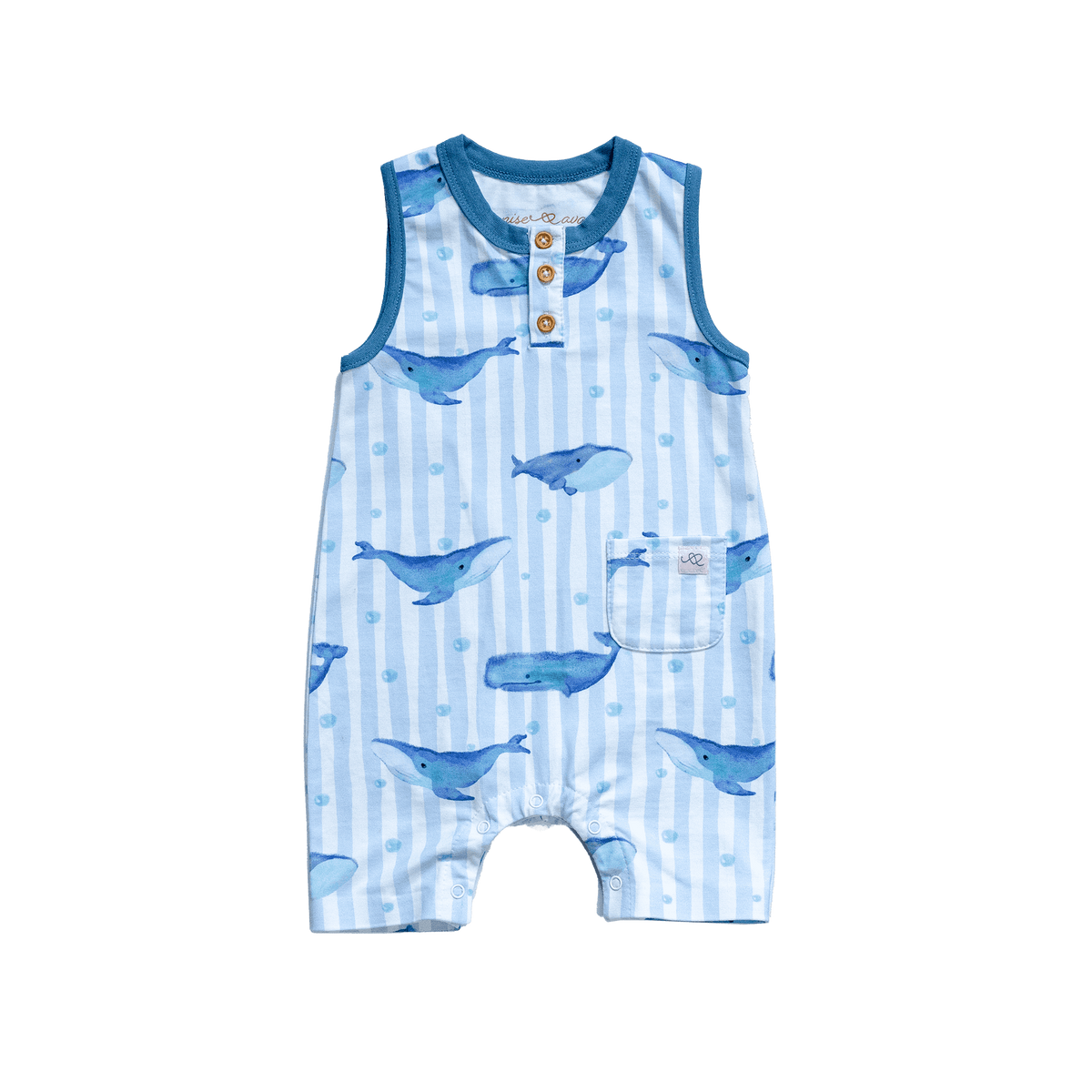 Cleo baby romper shorts | Whales by anise & ava