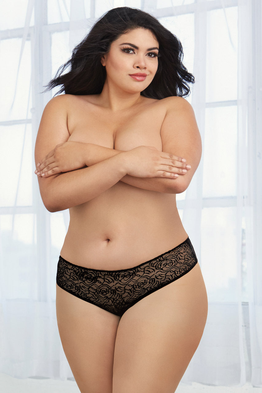 Plus Size Lace Ruffle Back Panty by 3wishes.com