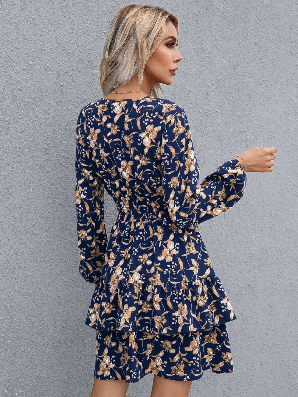 🌸 Floral Layered Surplice Balloon Sleeve Dress by FitiqueFit
