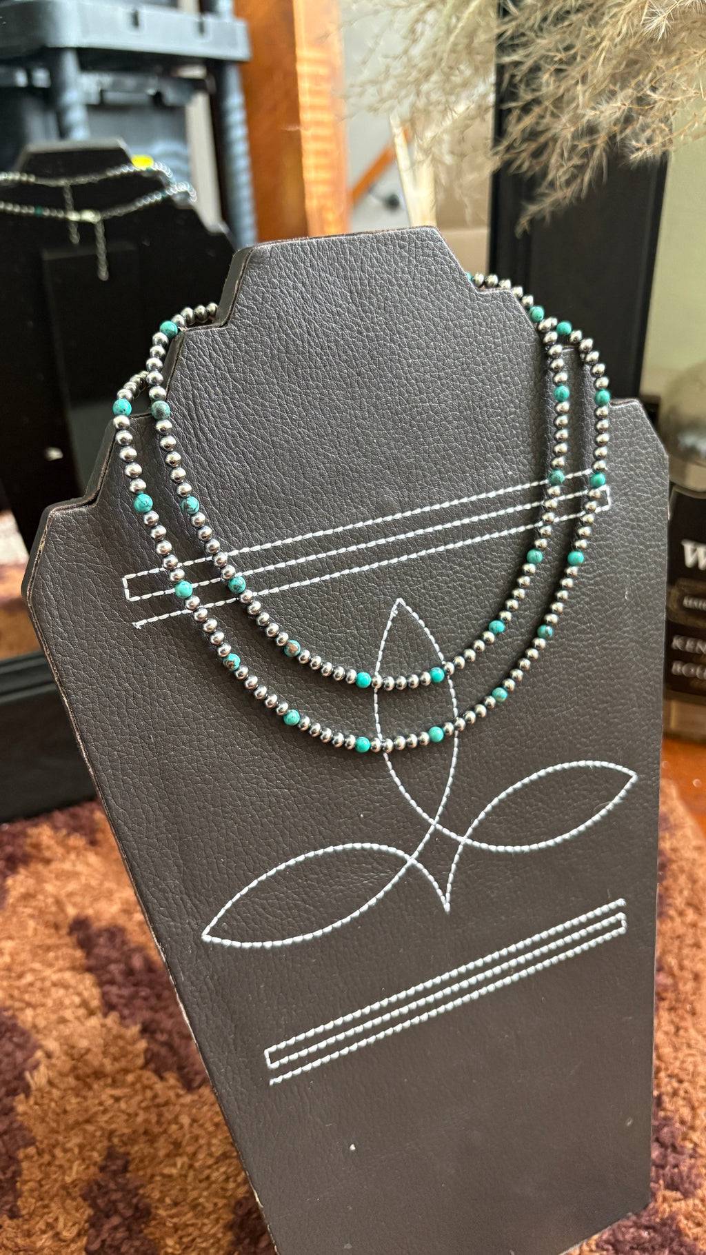 4MM TURQUOISE & STERLING SILVER PEARL NECKLACE by The Sterling Spur
