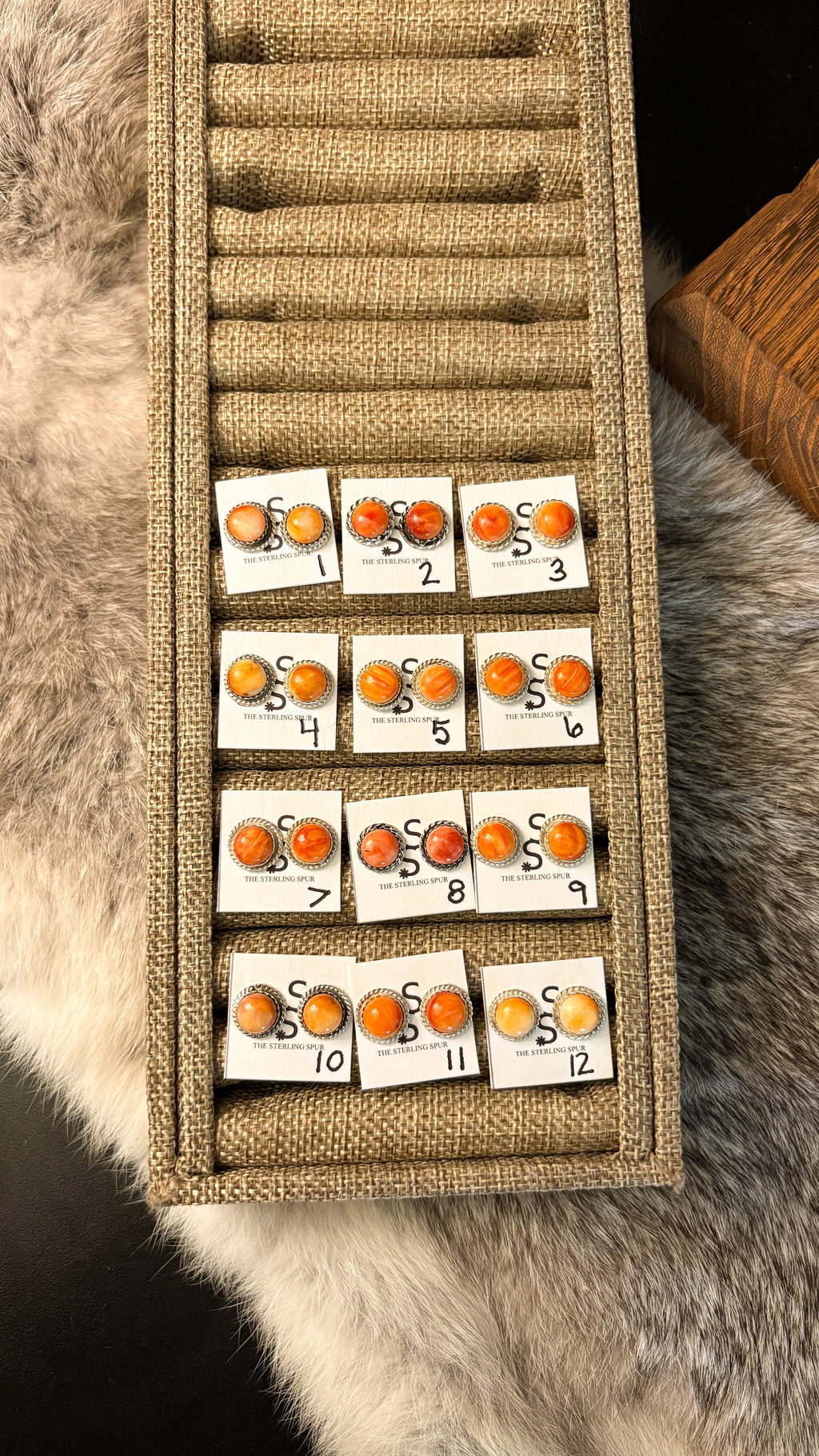 ORANGE SPINY OYSTER EARRINGS BY ESTHER WHITE by The Sterling Spur