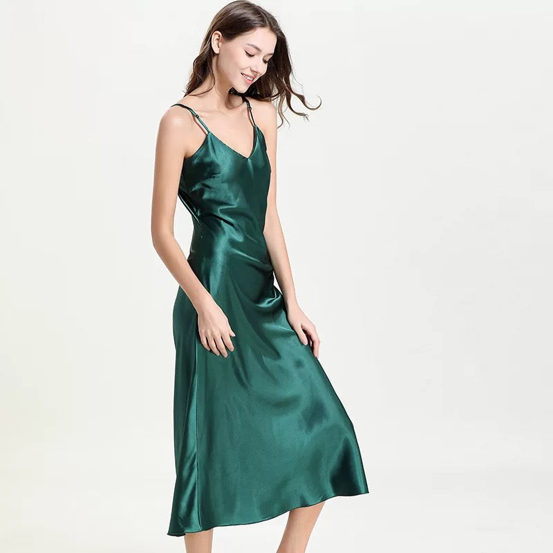 Silky Elegant Night Dress long Slips Multicolors - Tea length by SelenaHuanStudio