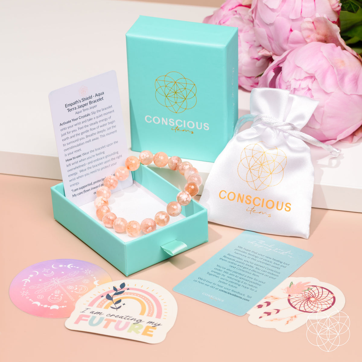 The Woman You’re Becoming - Sakura Flower Agate Bracelet by Conscious Items