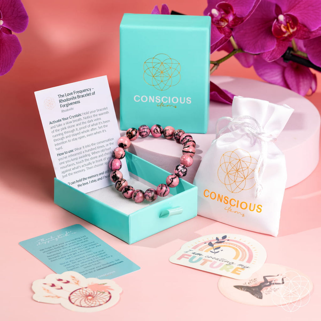 The Love Frequency – Rhodonite Bracelet of Forgiveness by Conscious Items