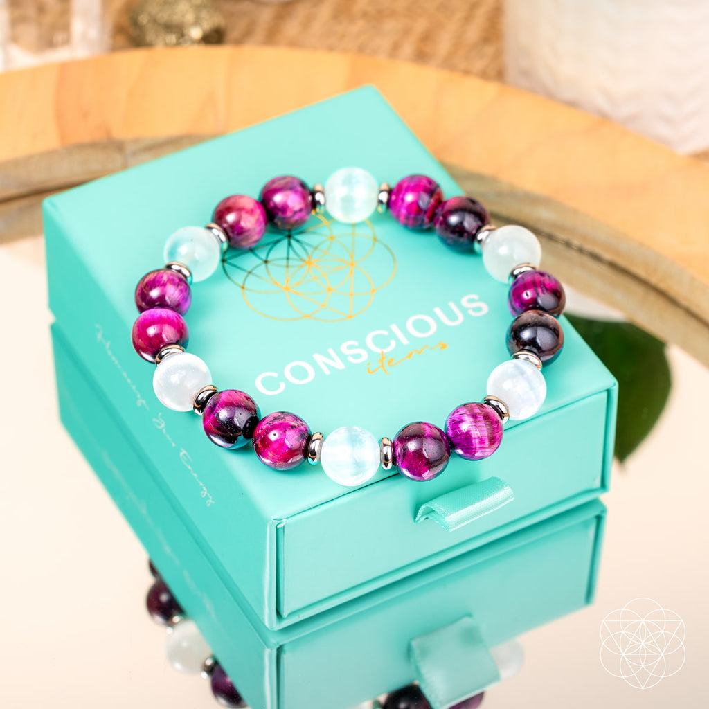 Shape Your Future – Pink Galaxy Tiger’s Eye Bracelet by Conscious Items