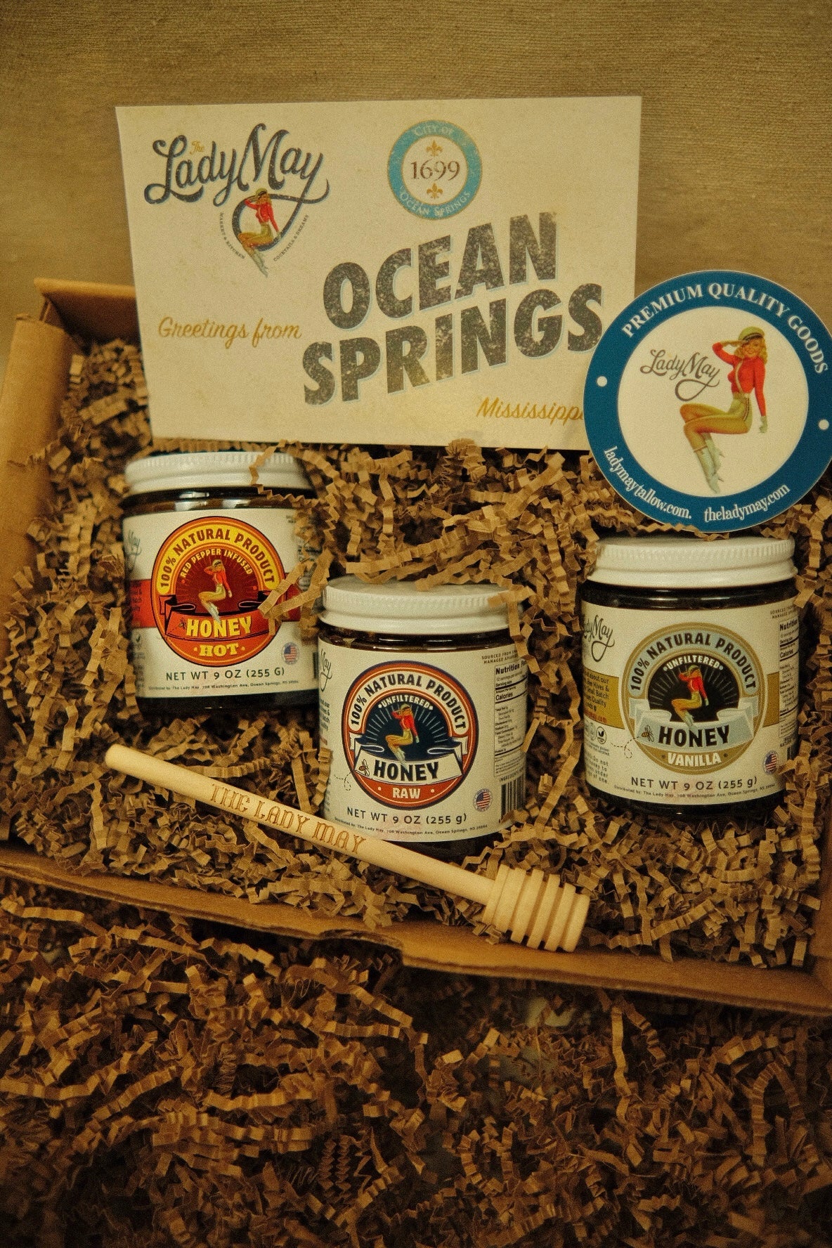 Honey Trio 3-Pack Gift Set - Raw, Hot & Vanilla Honey | Small Batch Farm Grown | Lady May by The Lady May