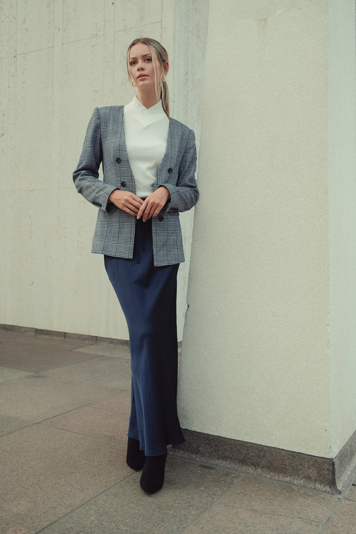 Plaid navy Blazer by profile-nyc