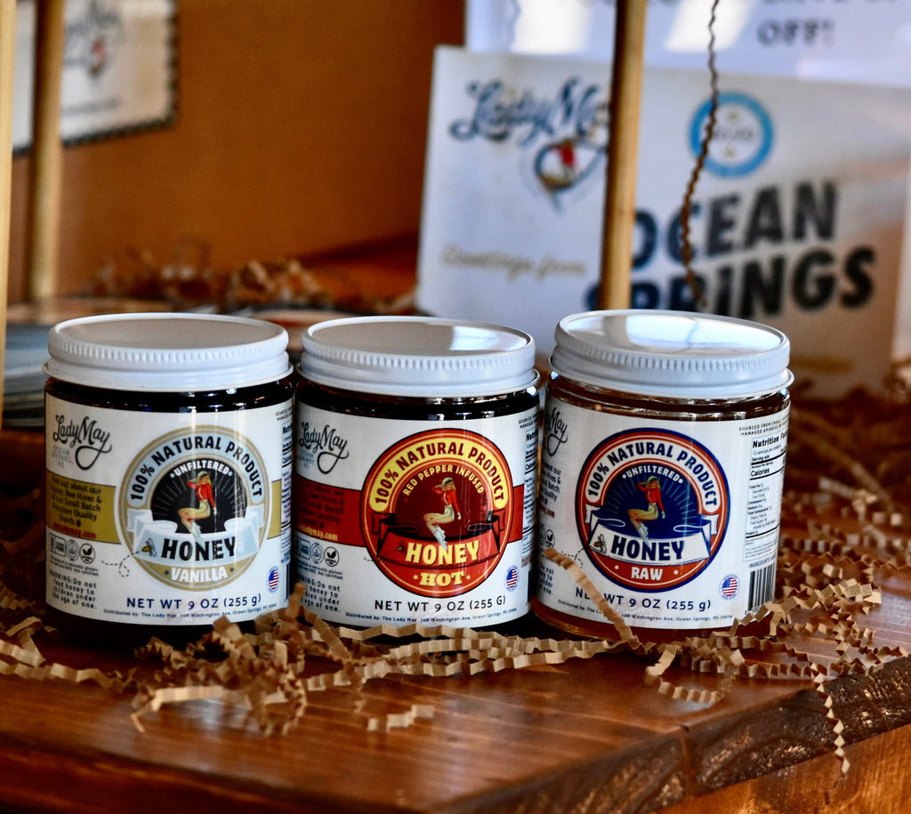Honey Trio 3-Pack Gift Set - Raw, Hot & Vanilla Honey | Small Batch Farm Grown | Lady May by The Lady May
