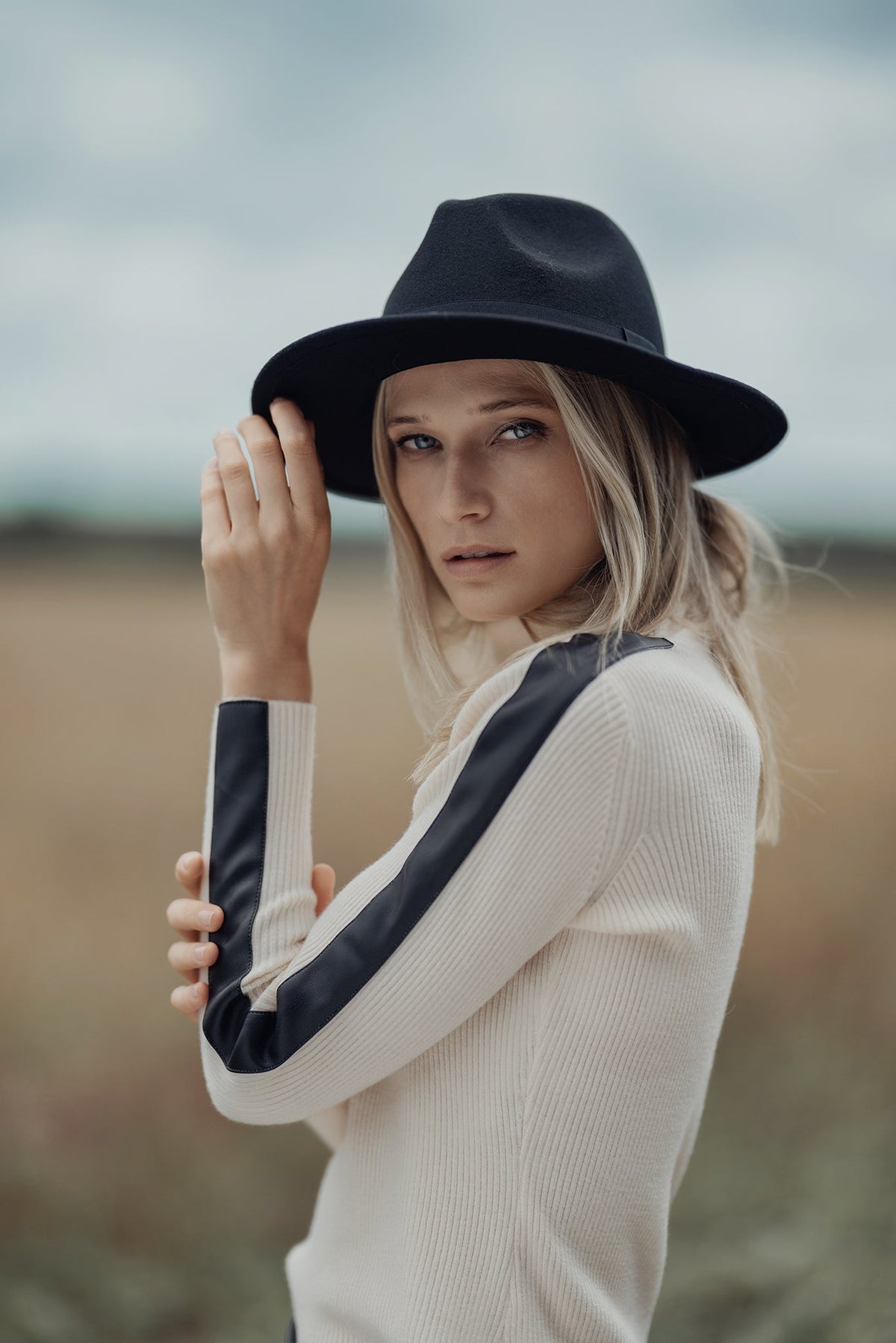TURTLENECK SWEATER WITH LEATHER DETAIL by profile-nyc