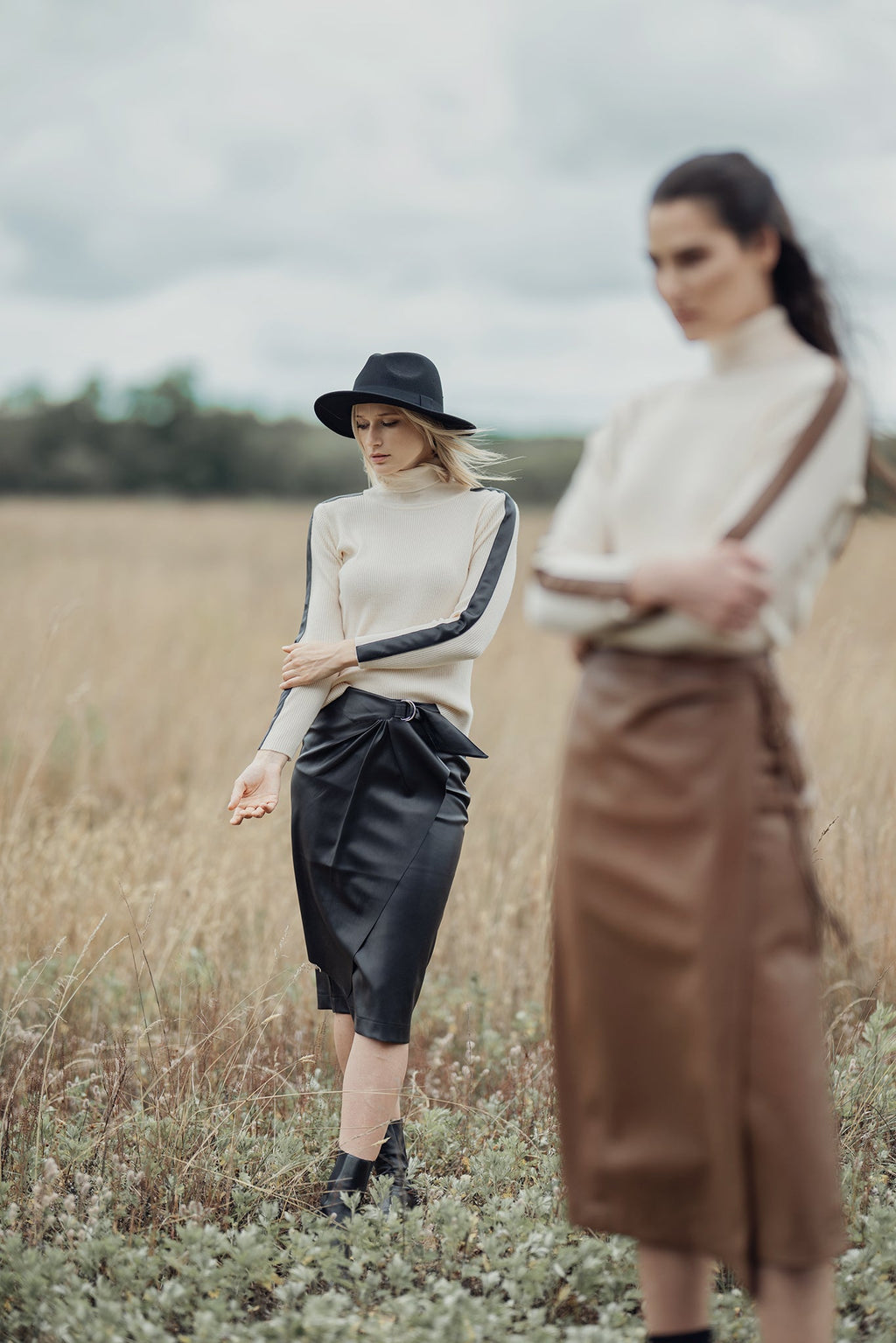 TURTLENECK SWEATER WITH LEATHER DETAIL by profile-nyc