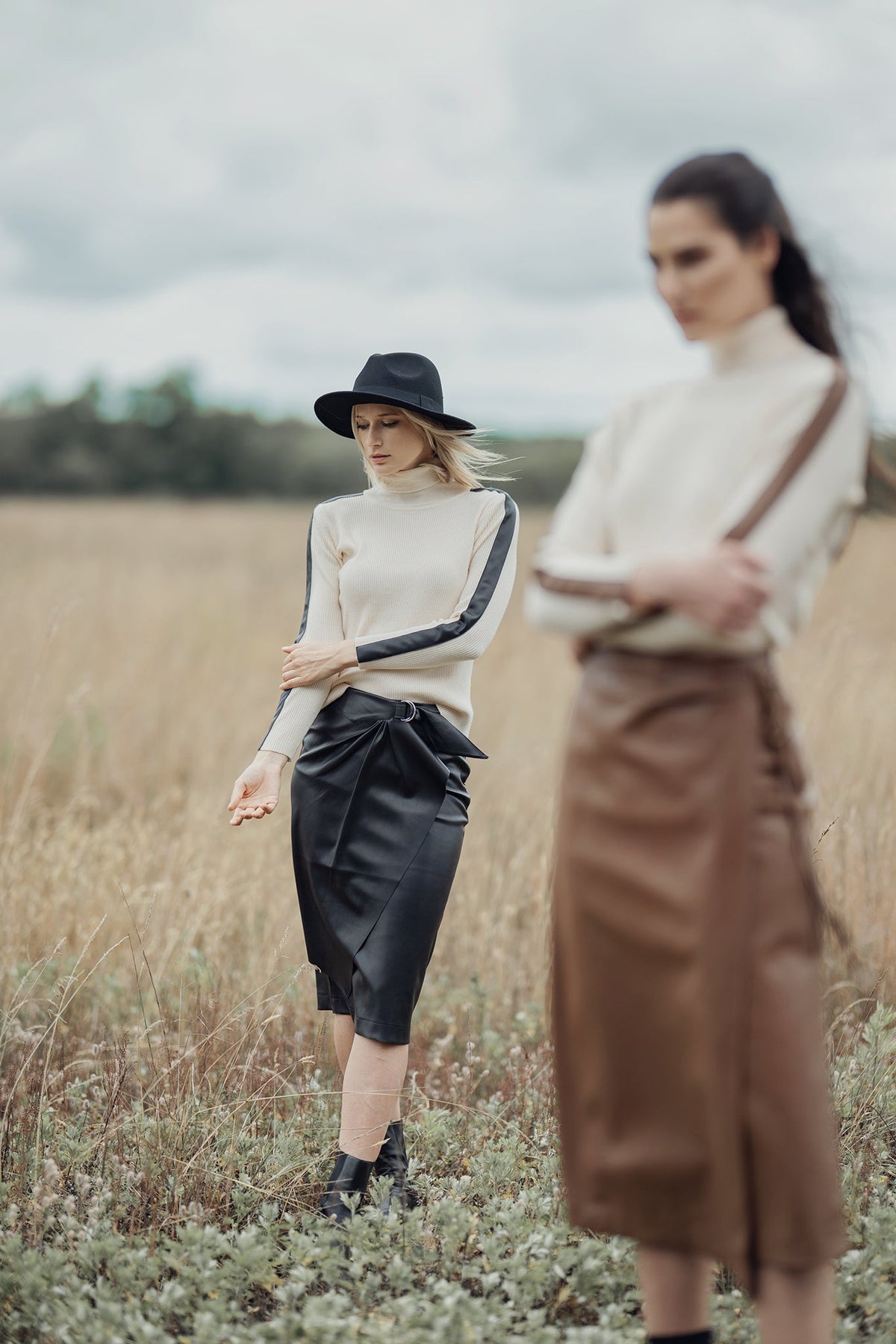 TURTLENECK SWEATER WITH LEATHER DETAIL by profile-nyc