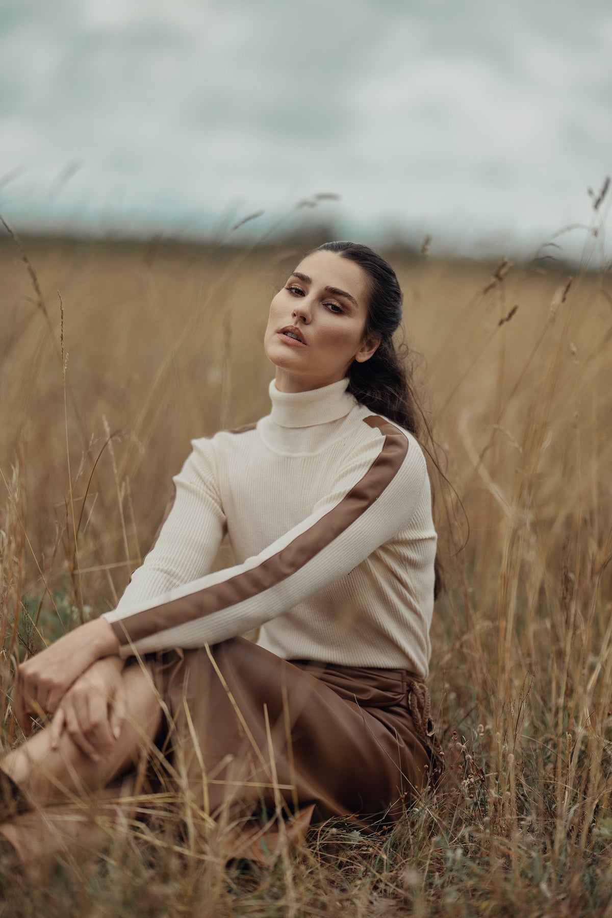 TURTLENECK SWEATER WITH LEATHER DETAIL by profile-nyc