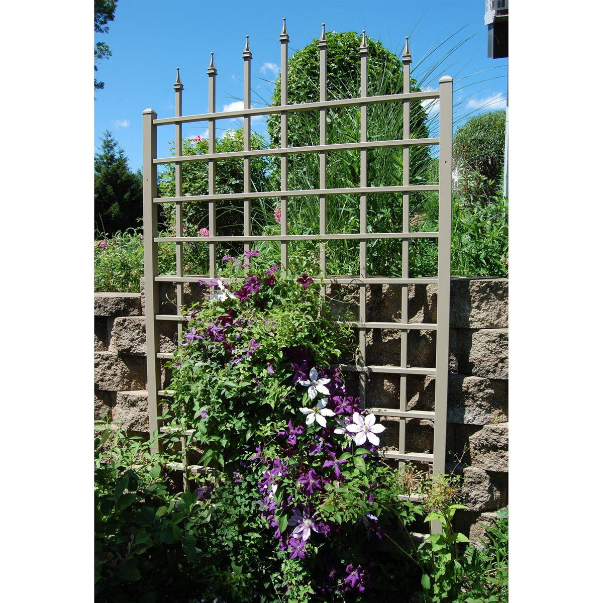 8 Ft Vinyl Trellis in Mocha Brown with Wall Mounting Hardware by HomePacific