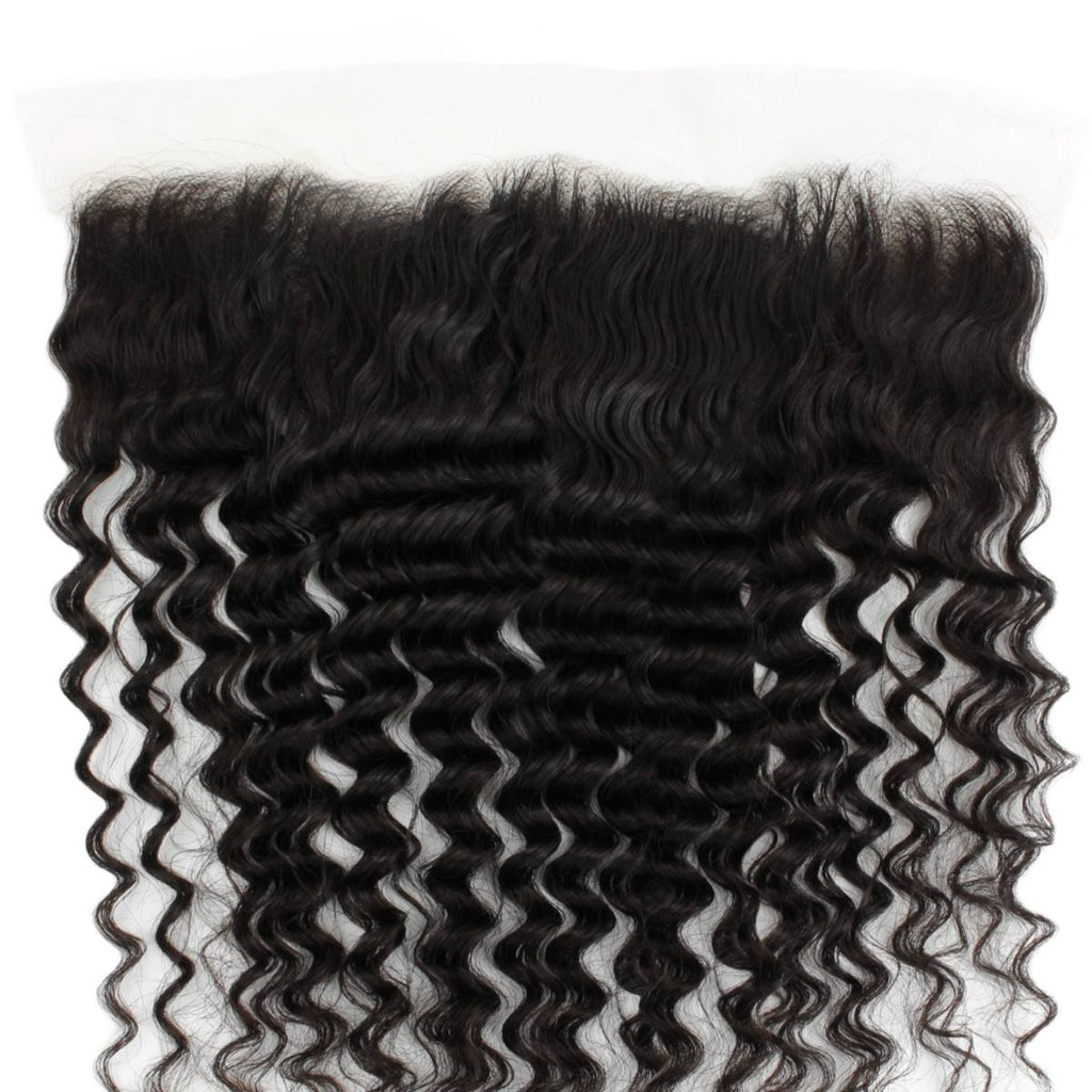 Deep Wave 13x4 Transparent Lace Human Hair Frontal by Private Label