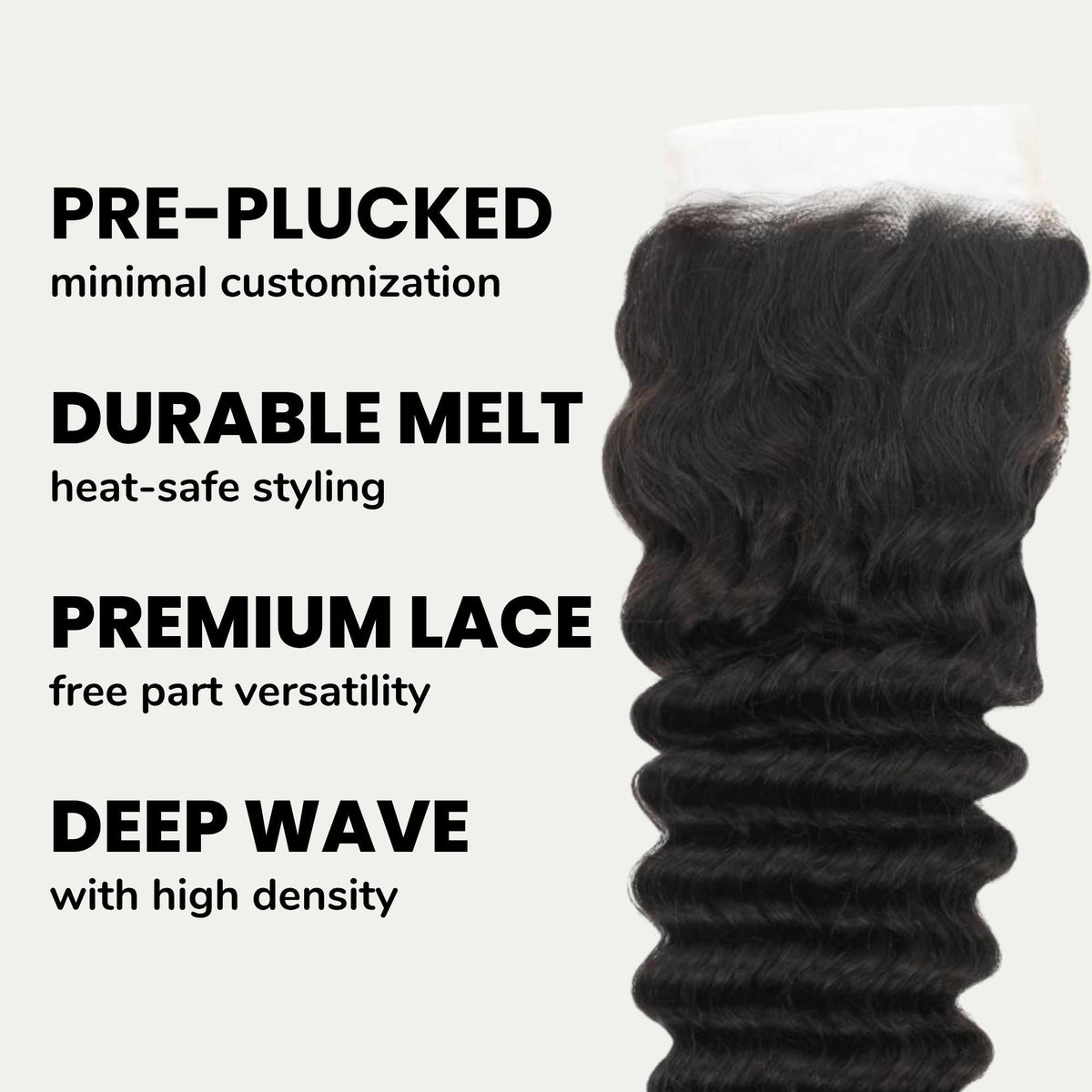 Deep Wave 4x4 HD Lace Human Hair Closure by Private Label
