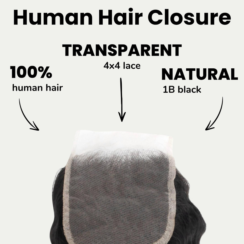 Deep Wave 4x4 Transparent Lace Human Hair Closure by Private Label