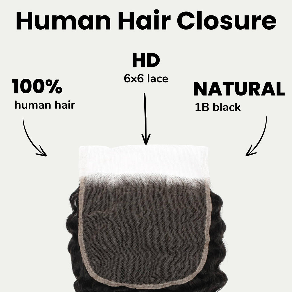 Deep Wave 6x6 HD Lace Human Hair Closure by Private Label