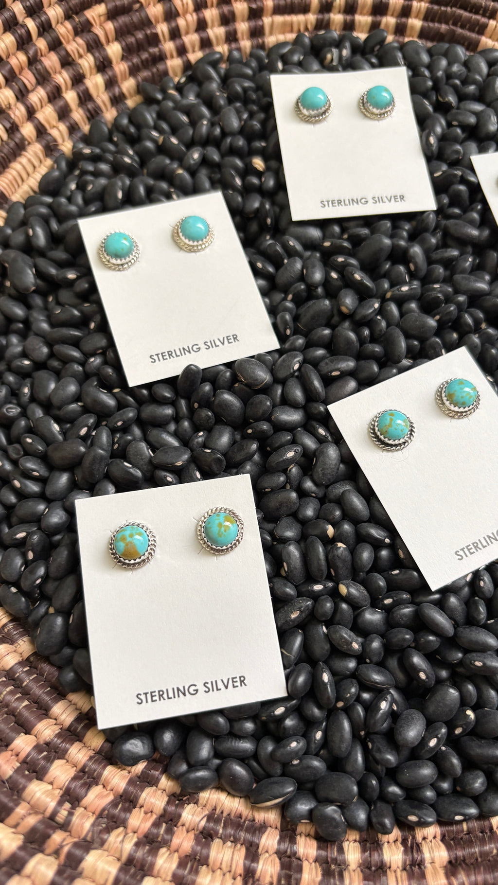 KINGMAN TURQUOISE ROUND STUD EARRINGS BY ESTHER WHITE by The Sterling Spur