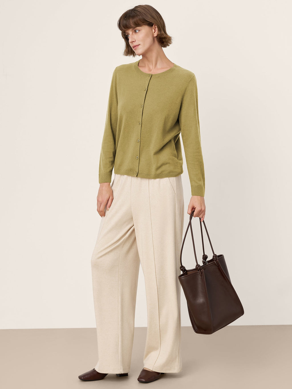 100% Extra-Fine Merino Wool Buttoned Knit Cardigan CAYLA by LINTICO