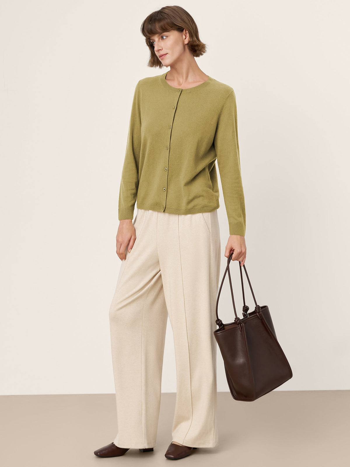 100% Extra-Fine Merino Wool Buttoned Knit Cardigan CAYLA by LINTICO