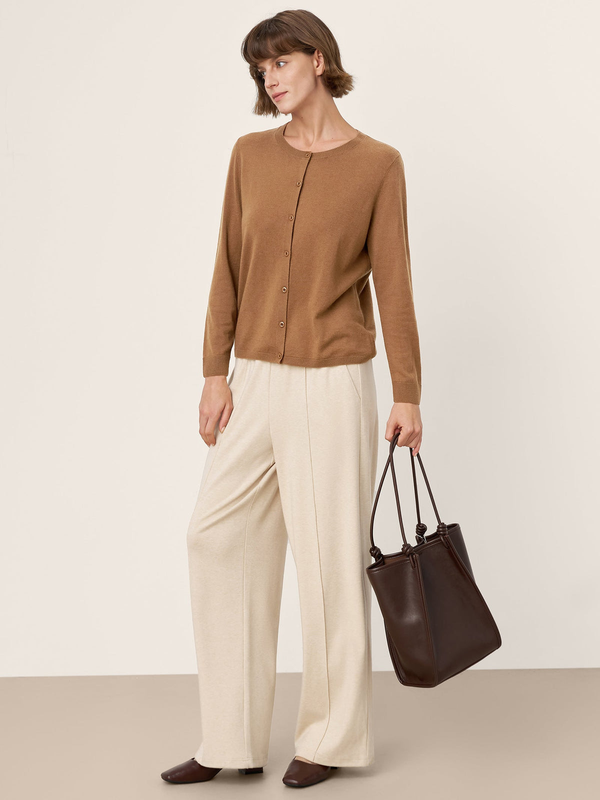 100% Extra-Fine Merino Wool Buttoned Knit Cardigan CAYLA by LINTICO