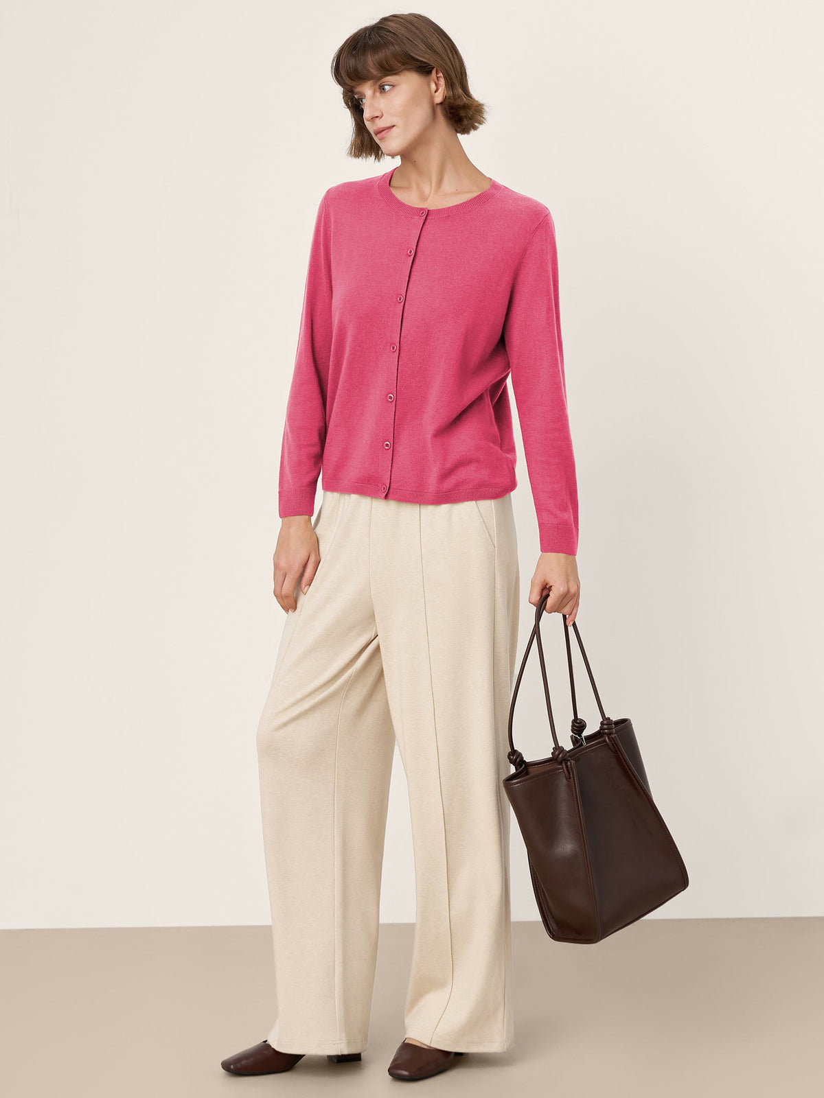 100% Extra-Fine Merino Wool Buttoned Knit Cardigan CAYLA by LINTICO
