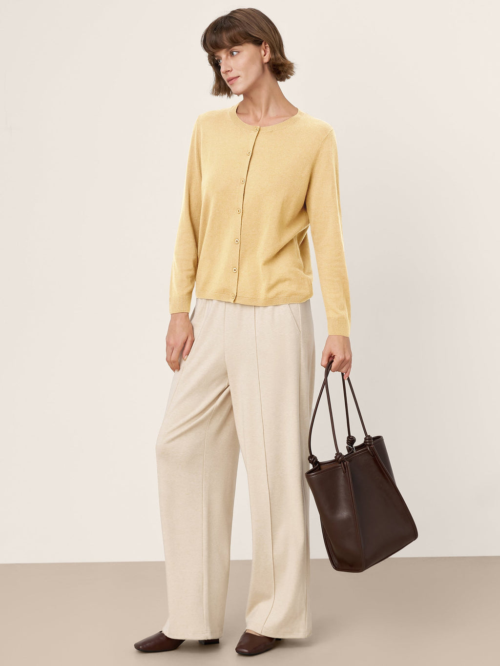 100% Extra-Fine Merino Wool Buttoned Knit Cardigan CAYLA by LINTICO