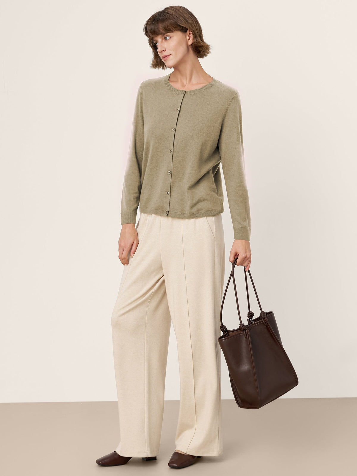 100% Extra-Fine Merino Wool Buttoned Knit Cardigan CAYLA by LINTICO