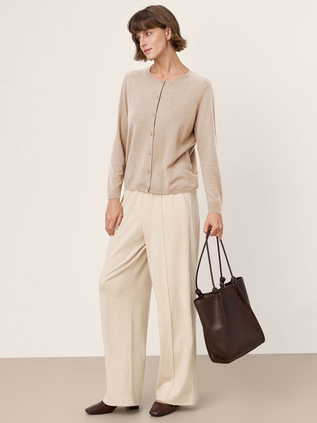 100% Extra-Fine Merino Wool Buttoned Knit Cardigan CAYLA by LINTICO