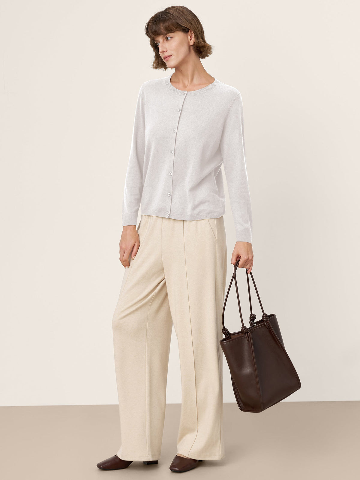 100% Extra-Fine Merino Wool Buttoned Knit Cardigan CAYLA by LINTICO