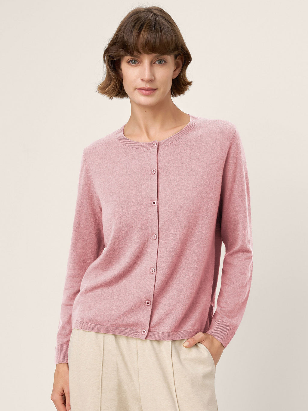 100% Extra-Fine Merino Wool Buttoned Knit Cardigan CAYLA by LINTICO