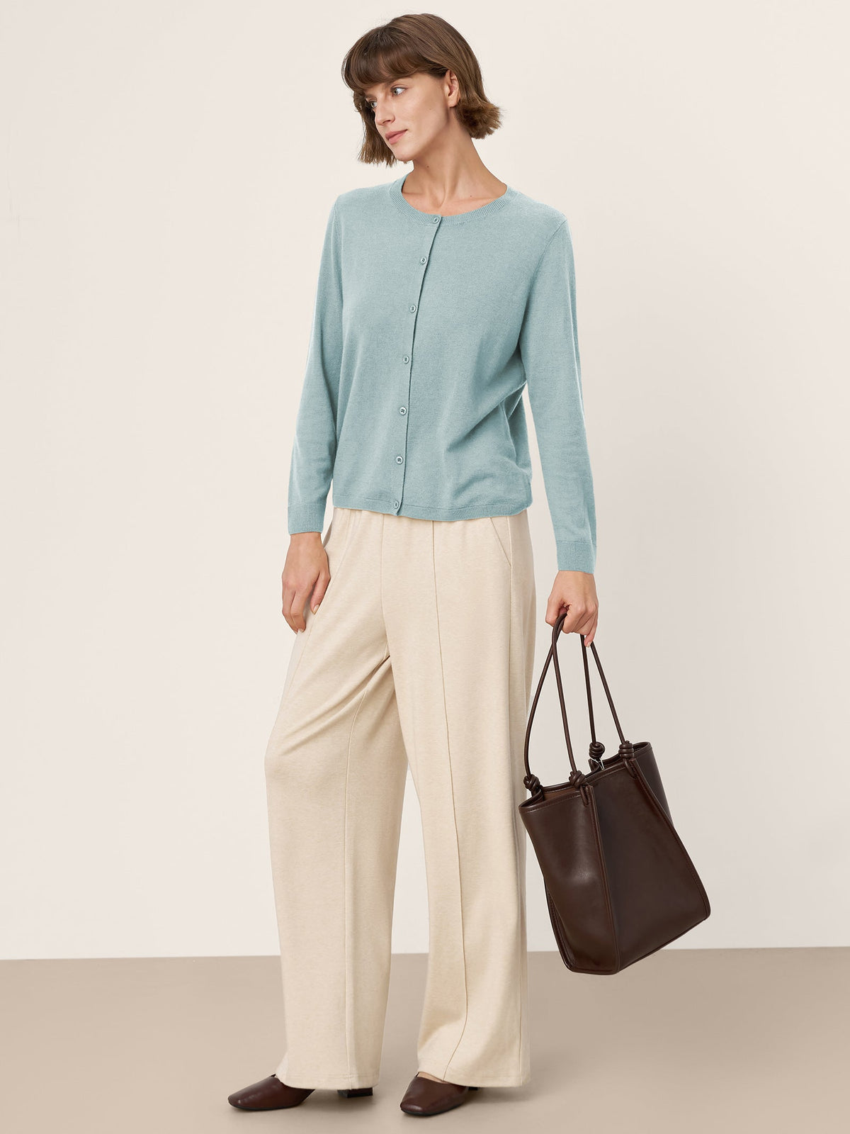 100% Extra-Fine Merino Wool Buttoned Knit Cardigan CAYLA by LINTICO