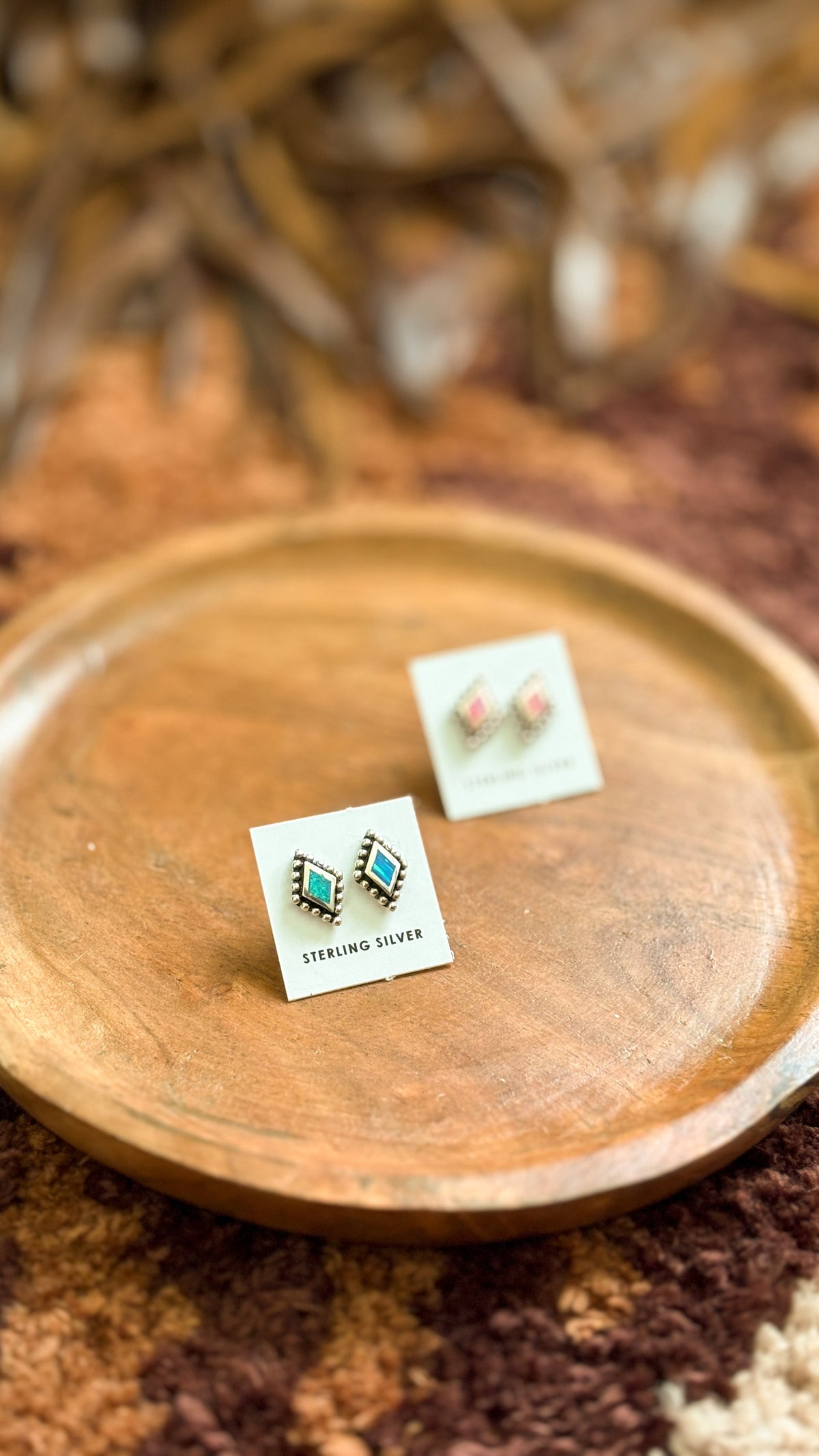 DIAMOND OPAL STUDS - BALL DETAIL by The Sterling Spur