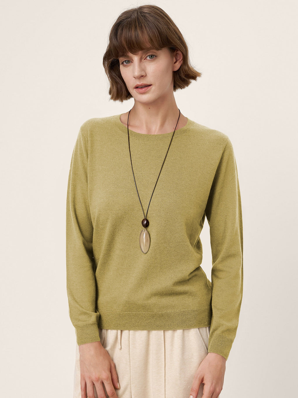 100% Extra-Fine Merino Wool Essential Crew Neck Knit Sweater BRIDGET by LINTICO