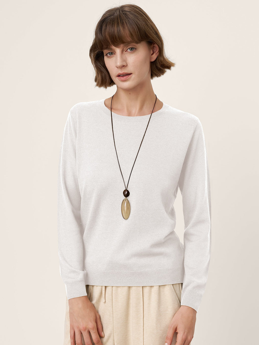 100% Extra-Fine Merino Wool Essential Crew Neck Knit Sweater BRIDGET by LINTICO
