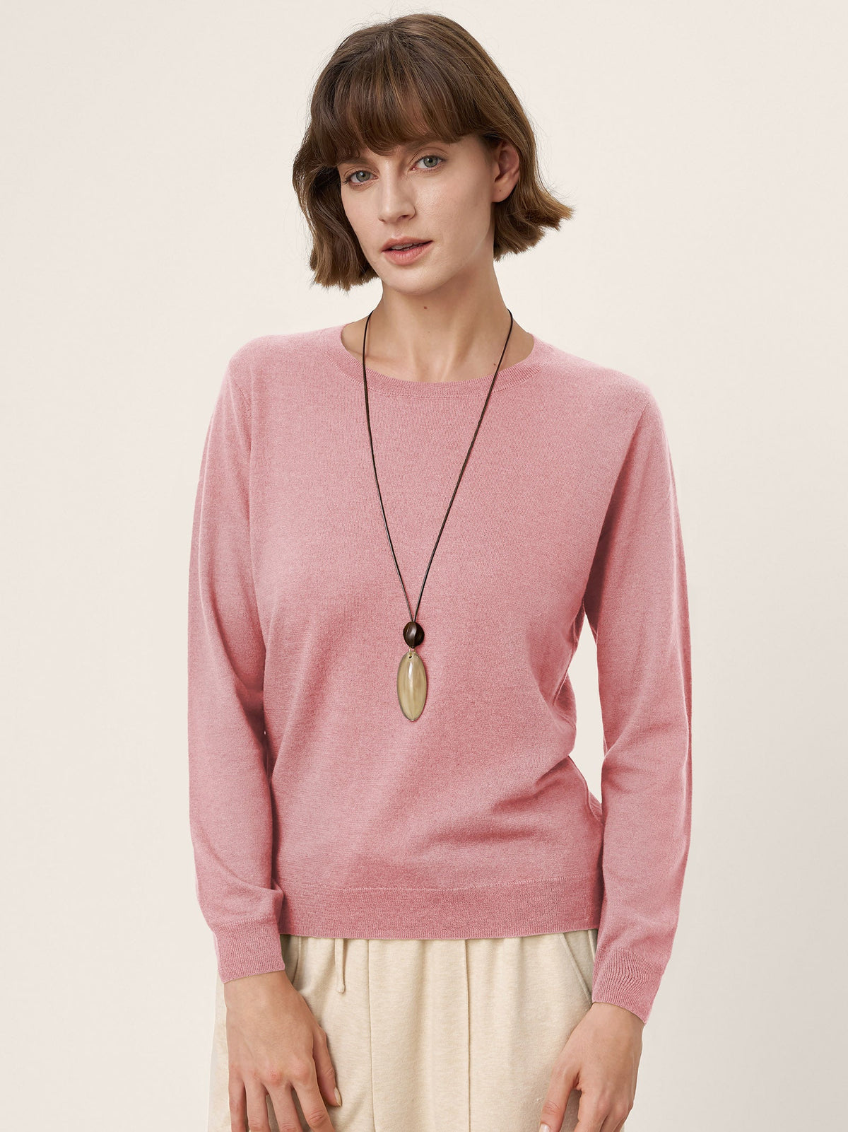 100% Extra-Fine Merino Wool Essential Crew Neck Knit Sweater BRIDGET by LINTICO