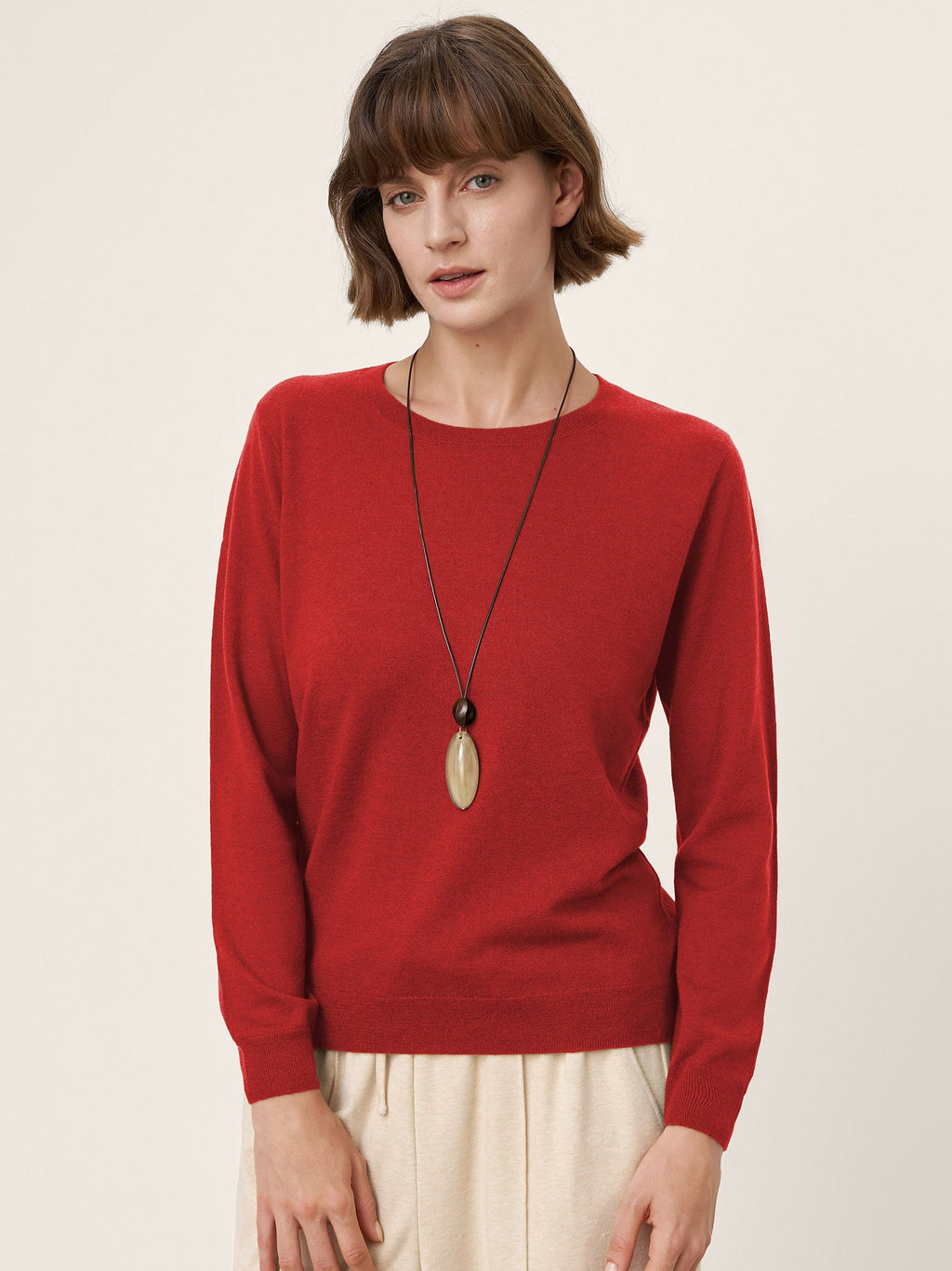 100% Extra-Fine Merino Wool Essential Crew Neck Knit Sweater BRIDGET by LINTICO