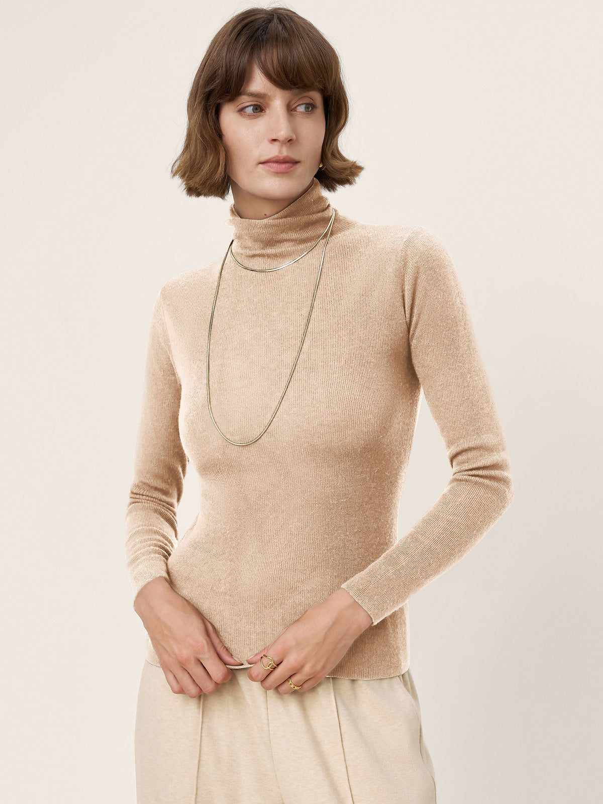 100% Extra-Fine Merino Wool Turtleneck Knit Sweater JOLENE by LINTICO